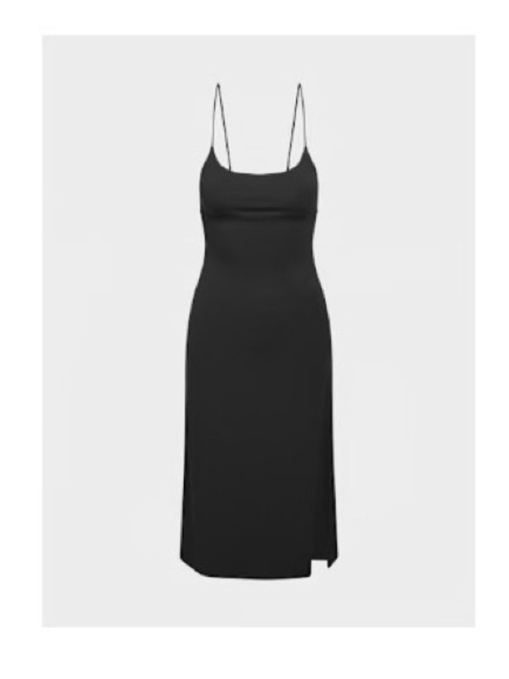 Aritzia Black Slip Midi Dress with Spaghetti Straps